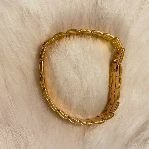 MOdernist Gold Tone Metal Link Bracelet Shiny Large 6207 - Picture 8 of 8